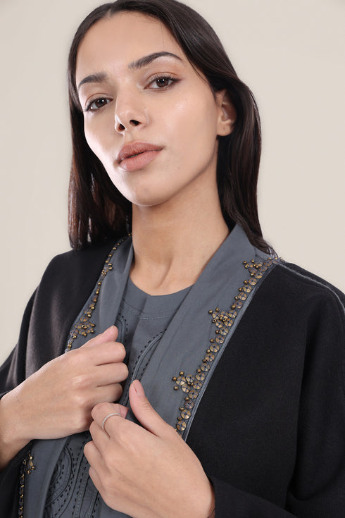 Embroidered Wool long Coat